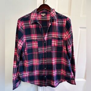Womens Flannel, Pink and Blue, Size XL